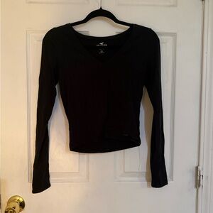 Hollister Black V-Neck Long Sleeve Top
